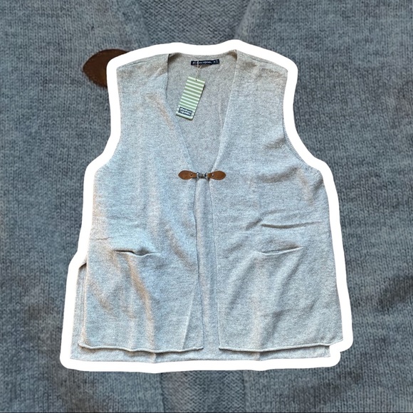 Gudrun Sjoden Sweaters - GUDRUN SJODEN Knit Vest Leather Clasp